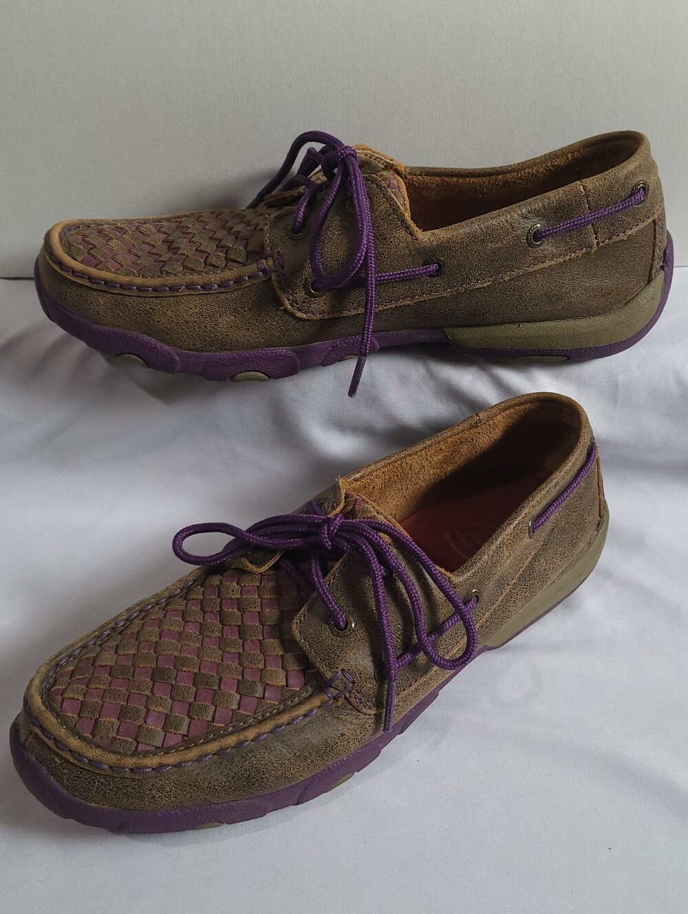 Twisted X Driving Mocs Loafers Brown Purple Size 9.5